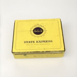 Vintage 555 State Express Selected Virginia Yellow Tin Box Tobacco Cigarette